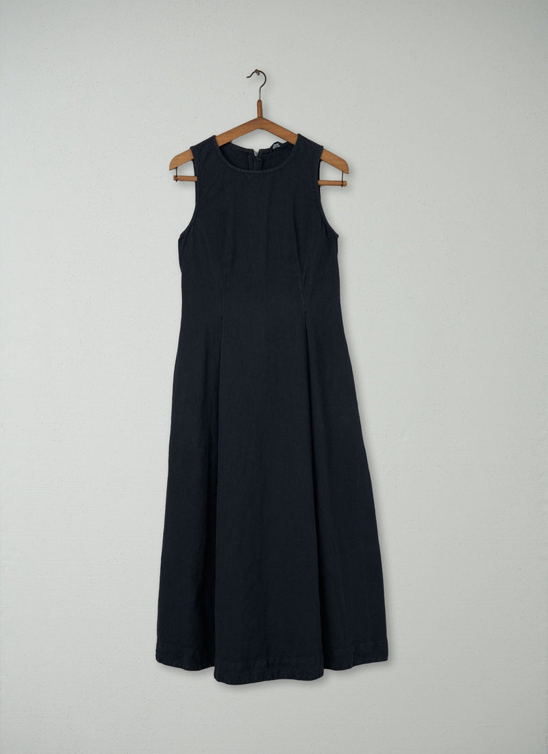 Reworn Cotton Linen Shift Dress Size 6 (178) | Anthracite Blue