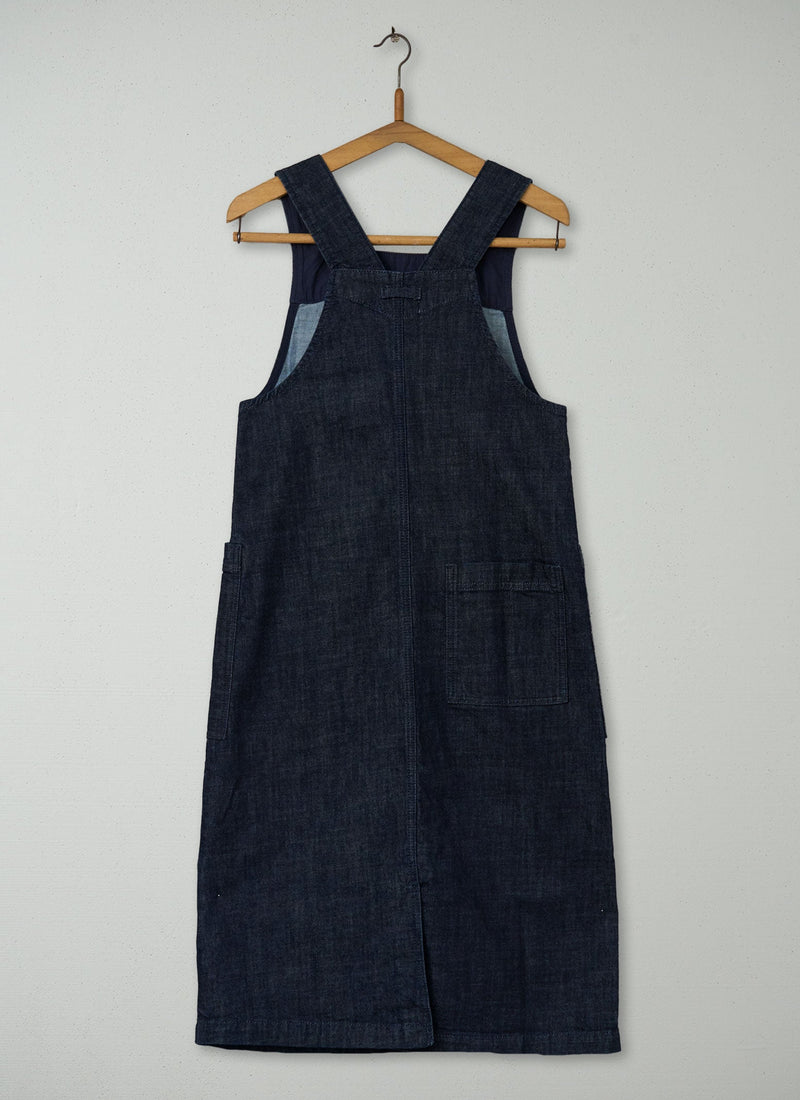 Reworn Denim Pinafore Dress Size 12 (1398) | Indigo