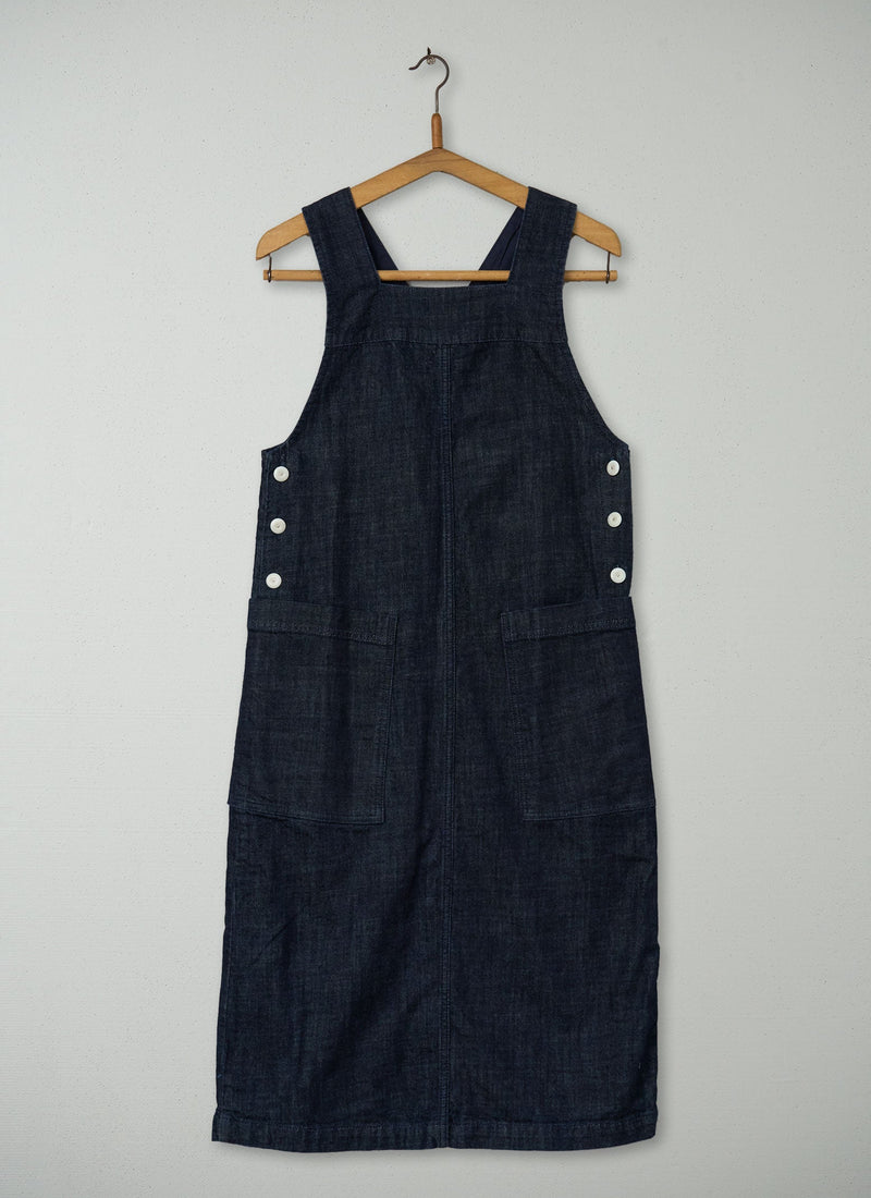 Reworn Denim Pinafore Dress Size 12 (1398) | Indigo