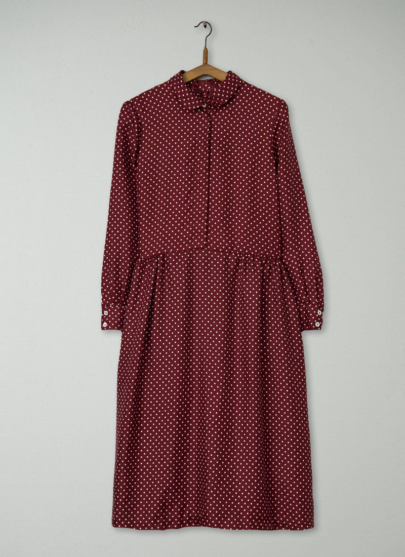Reworn Polka Dot Print Silk Dress Size 10 (1412) | Multi