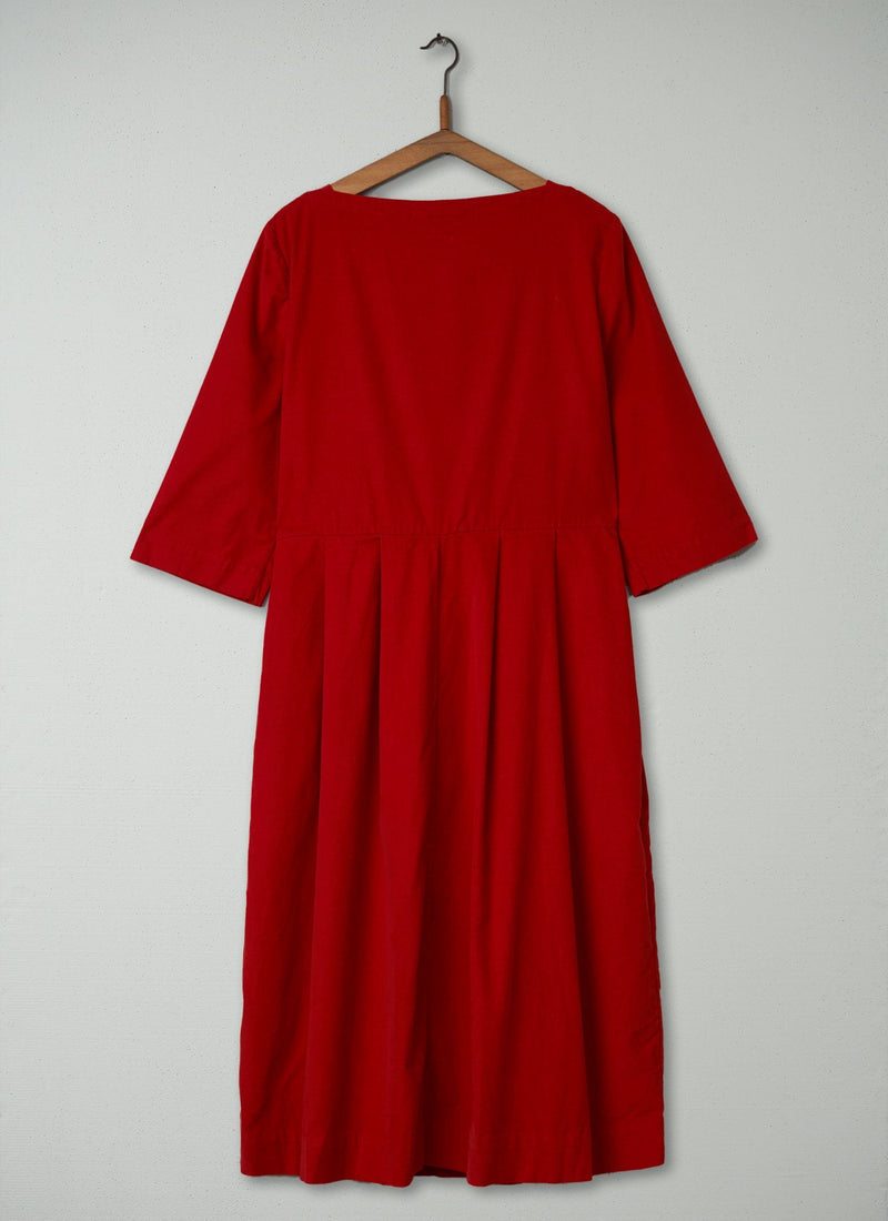 Reworn Needlecord Dress Size 12 (526) | Blood Orange