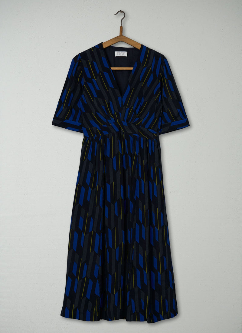 Reworn Geo Print Dress Size 8 (1272) | Cobalt