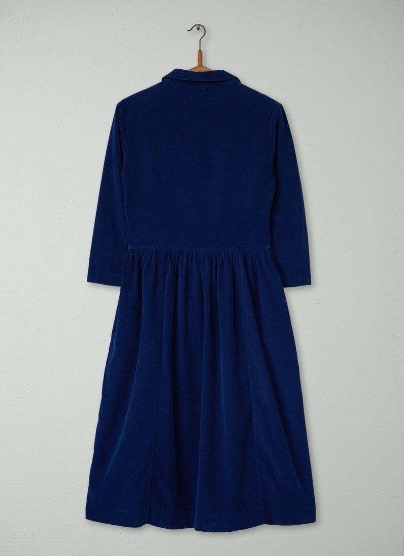Reworn Needlecord Tie Front Dress Size 6 (1664) | Blue
