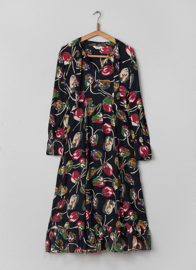 Reworn Tulip Print Dress Size 10 (002) | Black/Multi