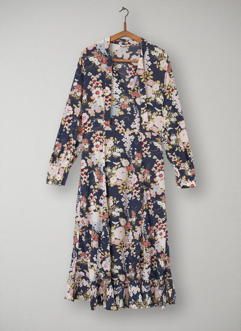 Reworn Floral Print Dress Size 12 (108) | Blue