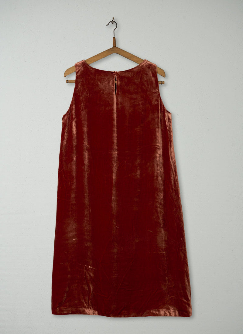 Reworn Silk Velvet Shift Dress Size 10 (1285) | Spiced Orange
