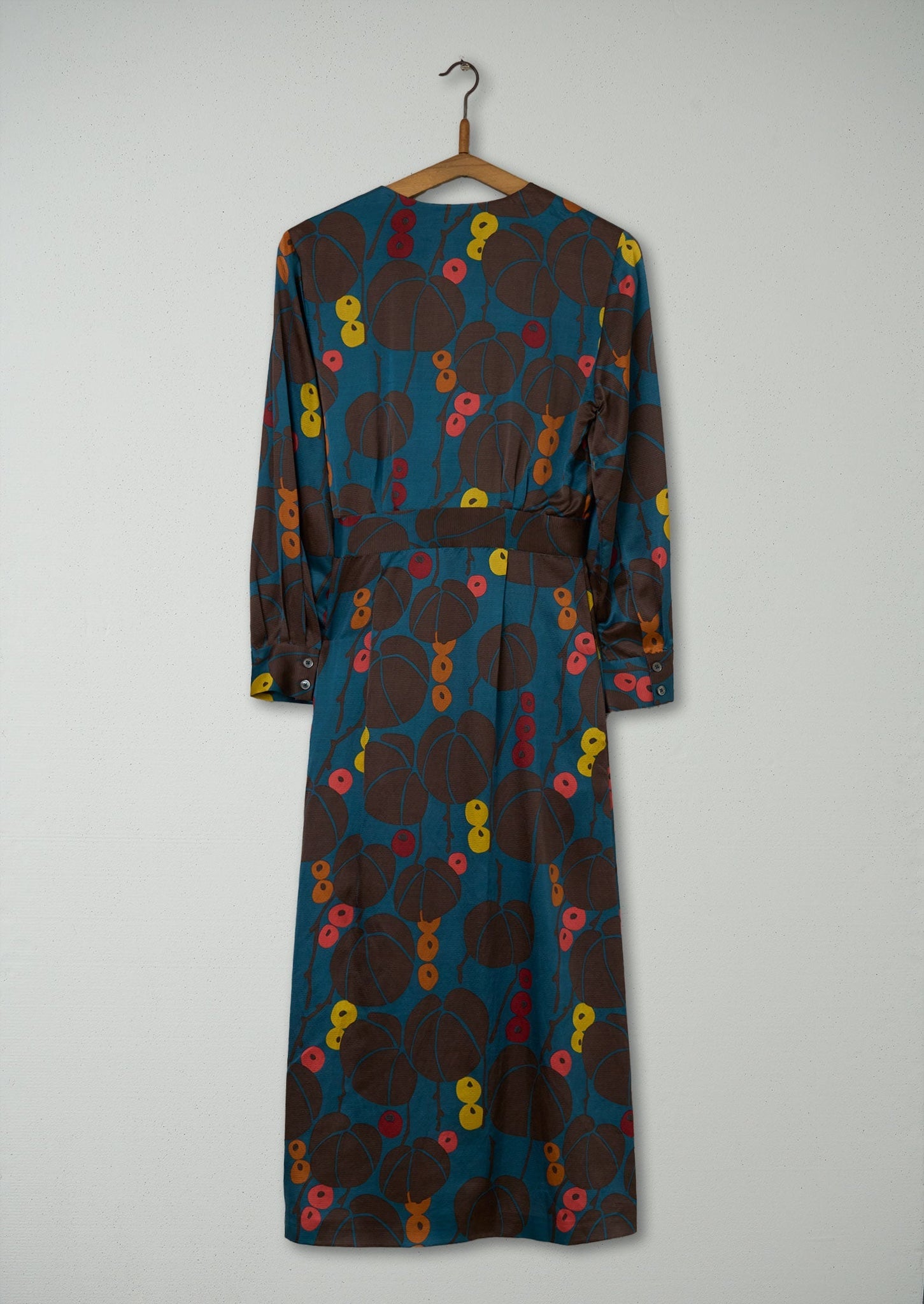 Reworn Berry Wrap Print Dress Size 6 (1056) | Dark Teal