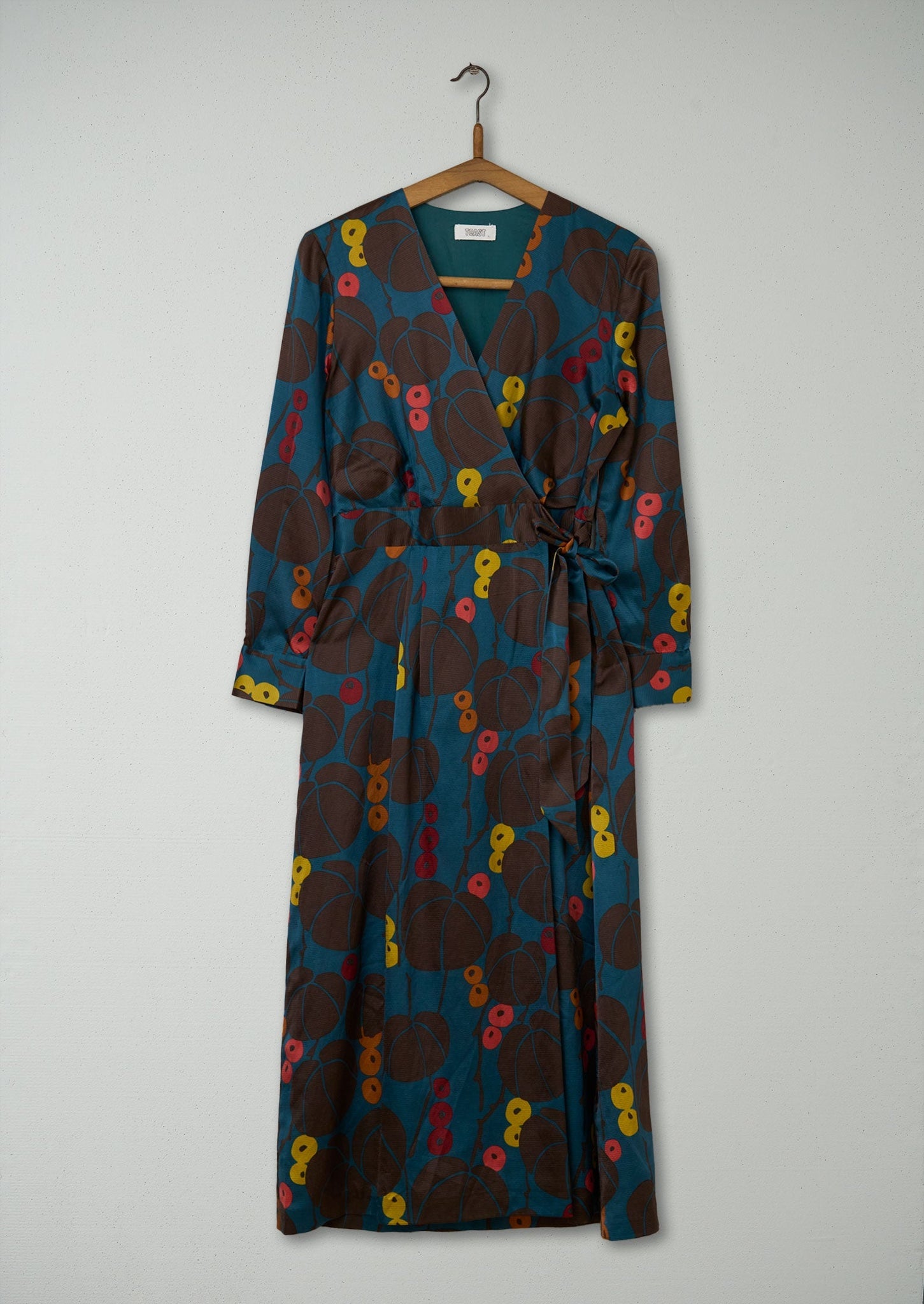 Reworn Berry Wrap Print Dress Size 6 (1056) | Dark Teal