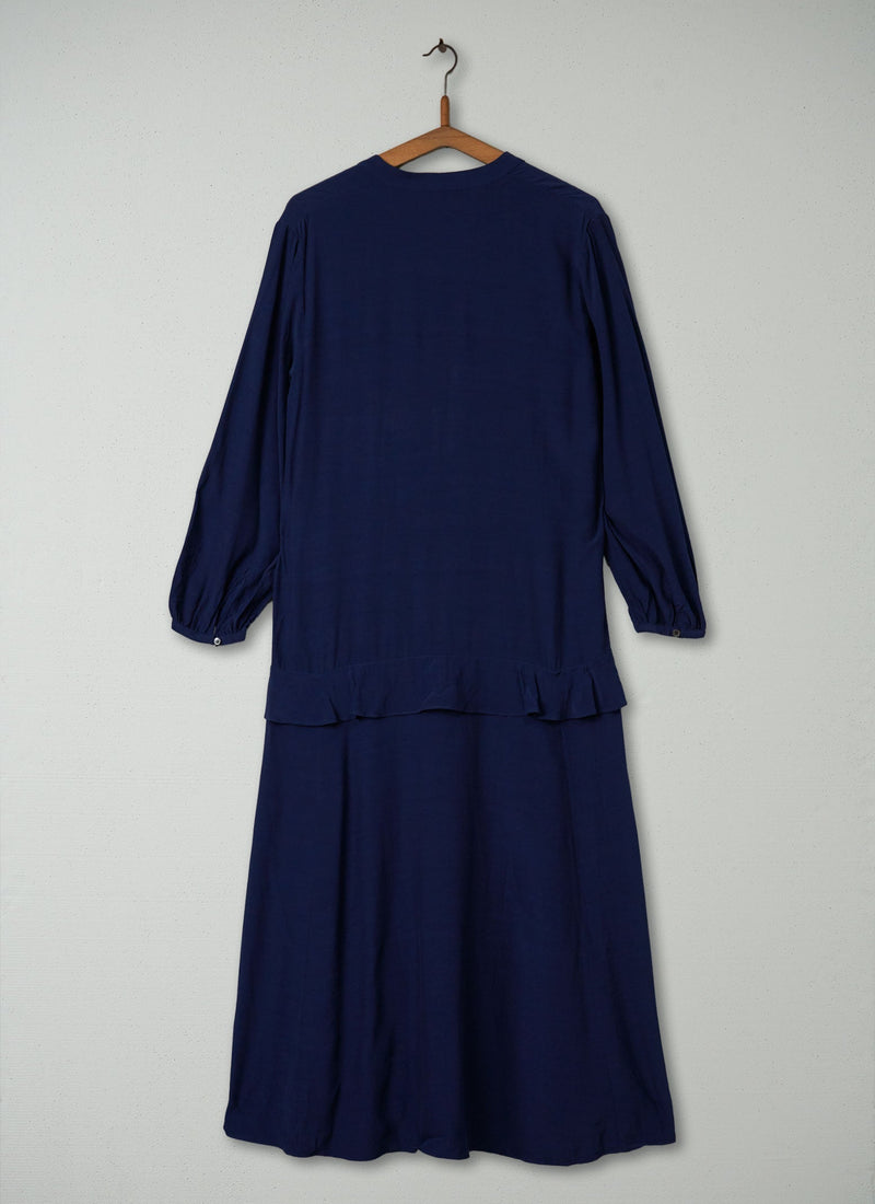 Reworn Ruffle Dress Size 10 (420) | Rich Blue