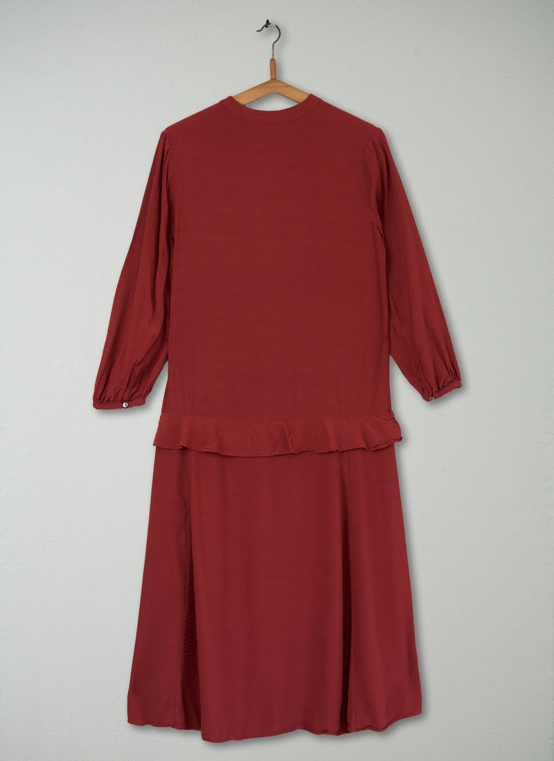 Reworn Ruffle Dress Size 6 (413) | Dark Rust