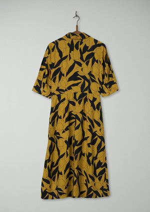 Reworn Floral Print Dress Size 8 (1100) | Soft Yellow