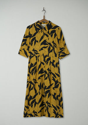 Reworn Floral Print Dress Size 8 (1100) | Soft Yellow