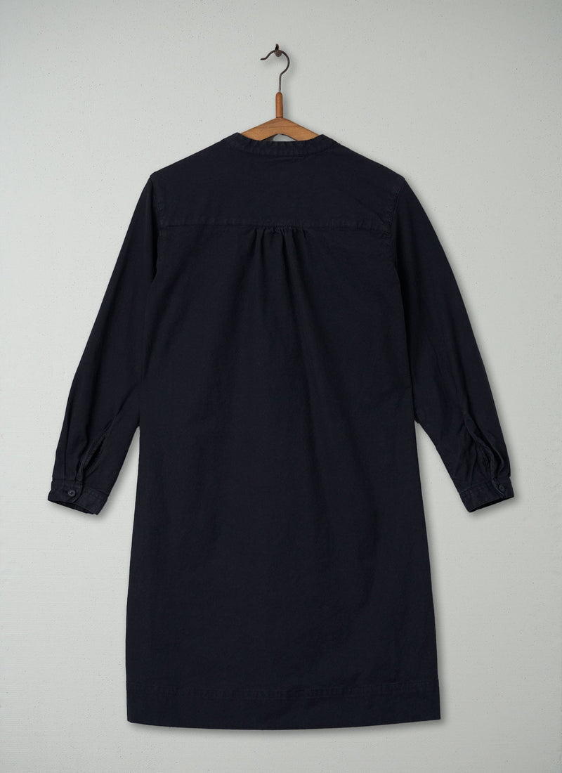 Reworn Ruffle Neck Shirt Dress Size 6 (429) | Navy
