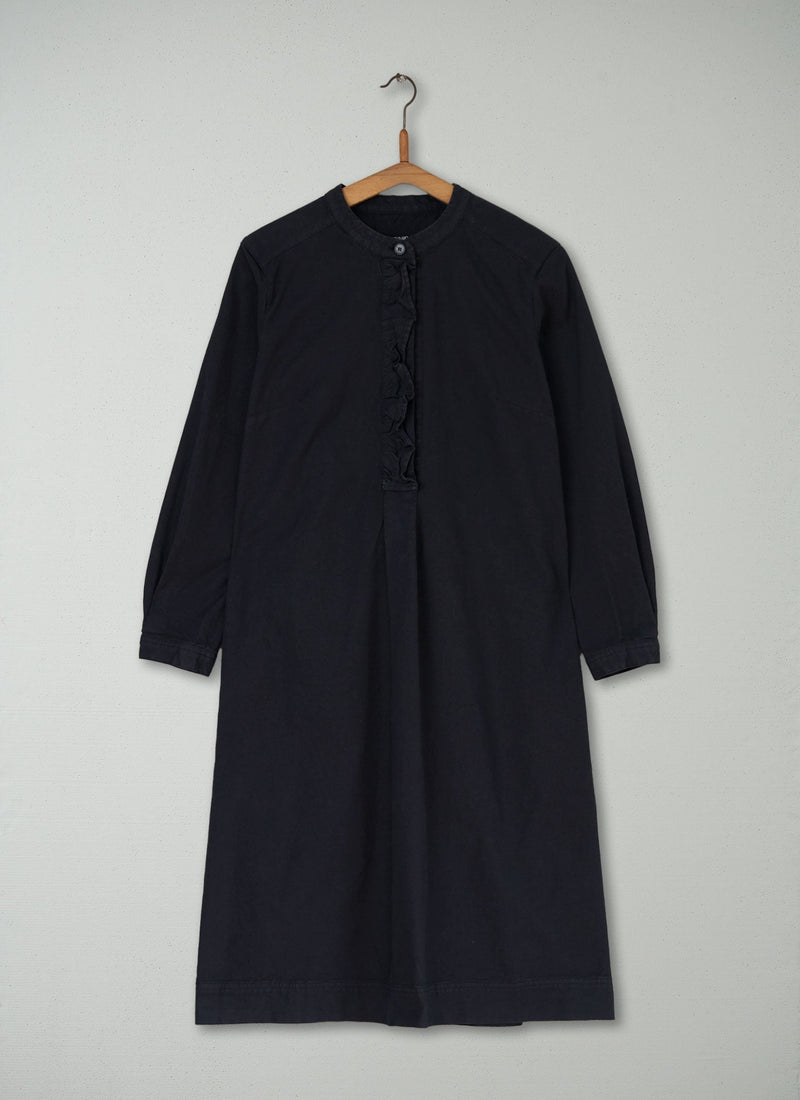Reworn Ruffle Neck Shirt Dress Size 6 (512) | Navy