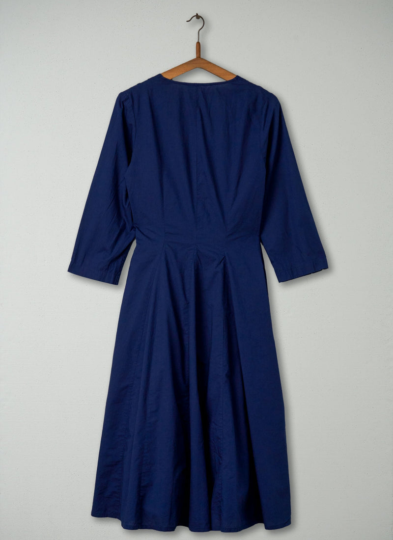Reworn Cotton Voile Wrap Dress Size 10 (335) | Navy