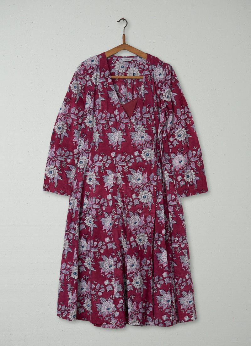 Reworn Cotton Wrap Print Dress Size 18 (1430) | Multi