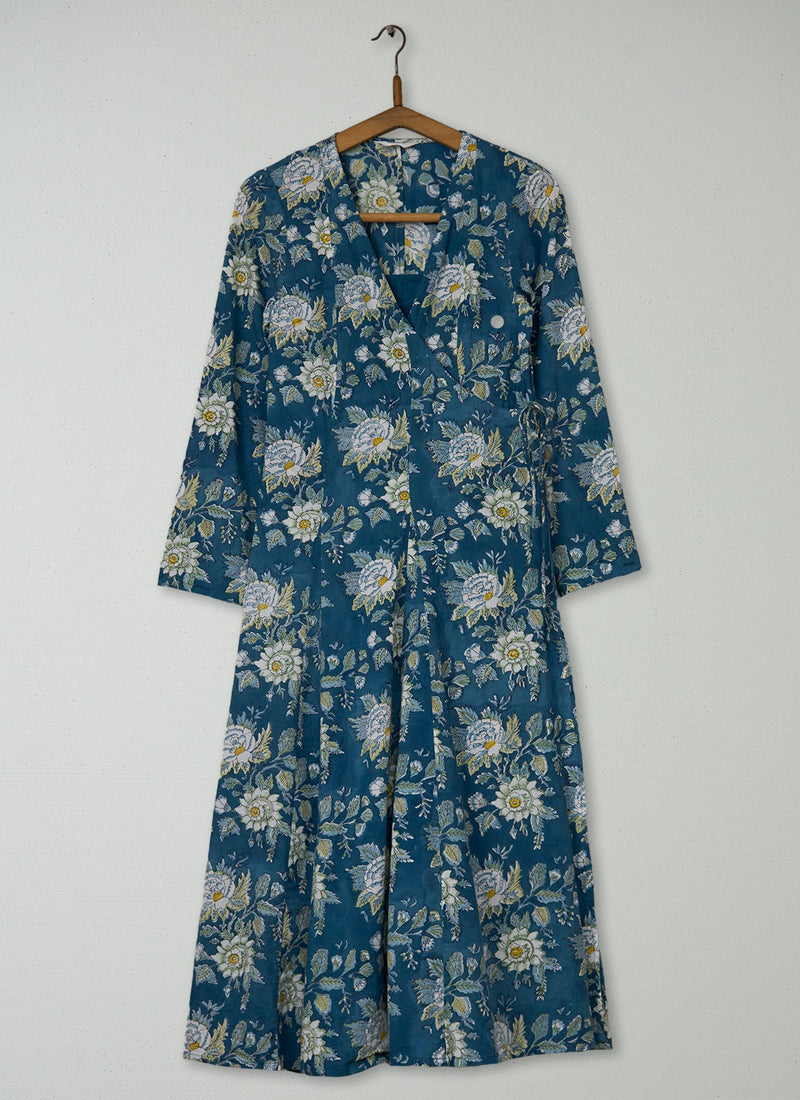 Reworn Cotton Wrap Print Dress Size 8 (1496) | Multi