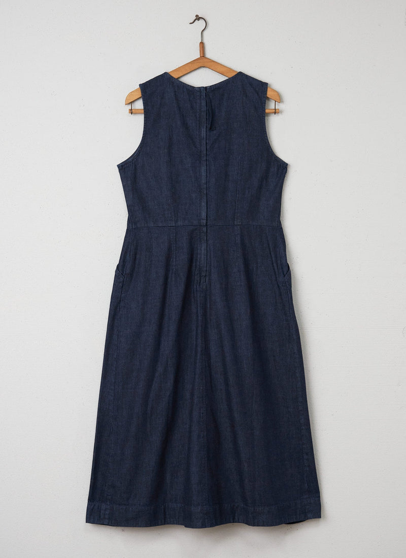 Reworn Fitted Denim Dress Size 12 (058) | Indigo