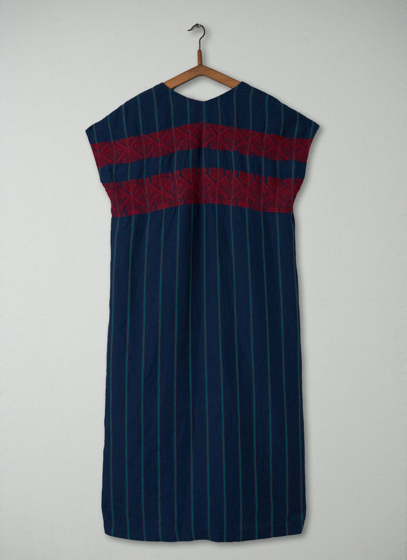 Reworn Stripe Linen Kaftan Dress Size S (510) | Multi