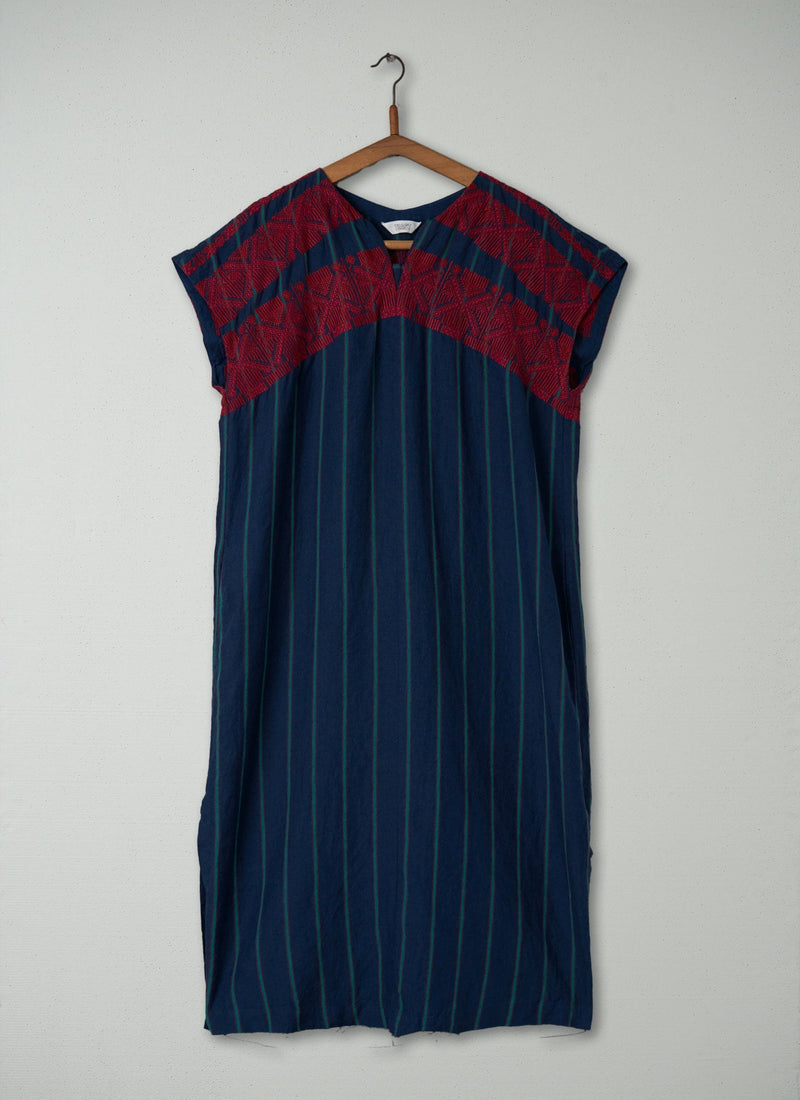 Reworn Stripe Linen Kaftan Dress Size S (510) | Multi