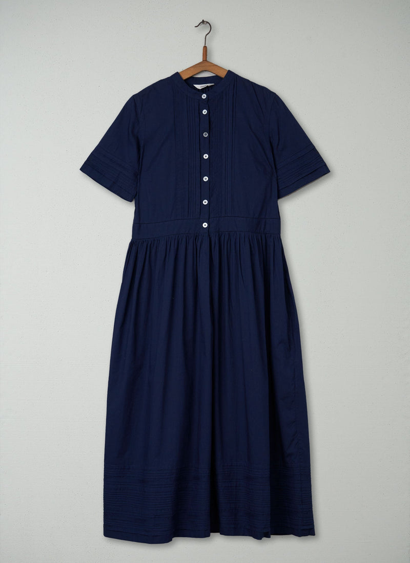 Reworn Pin Tuck Dress Size 10 (523) | Ink Blue