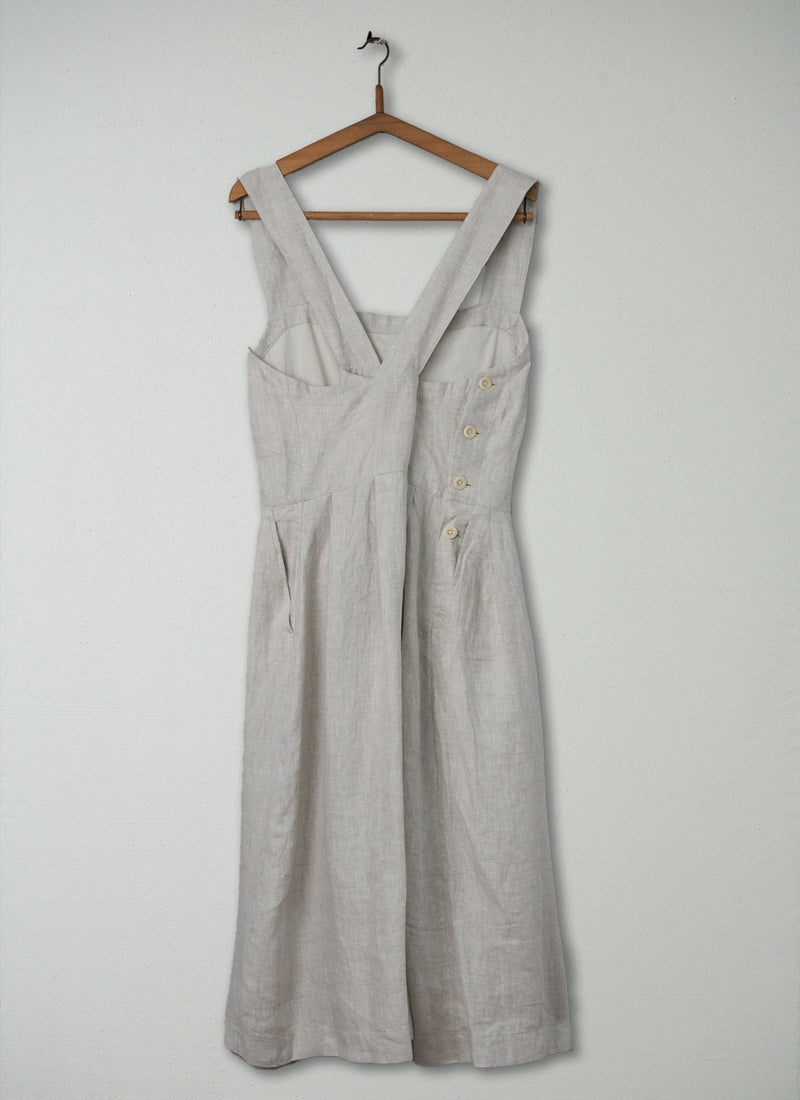 Reworn Linen Twill Dress Size 16 (487) | Parchment