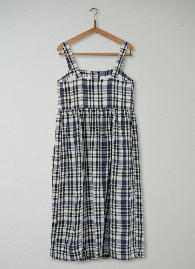 Reworn Linen Check Dress Size 10 (493) | Multi