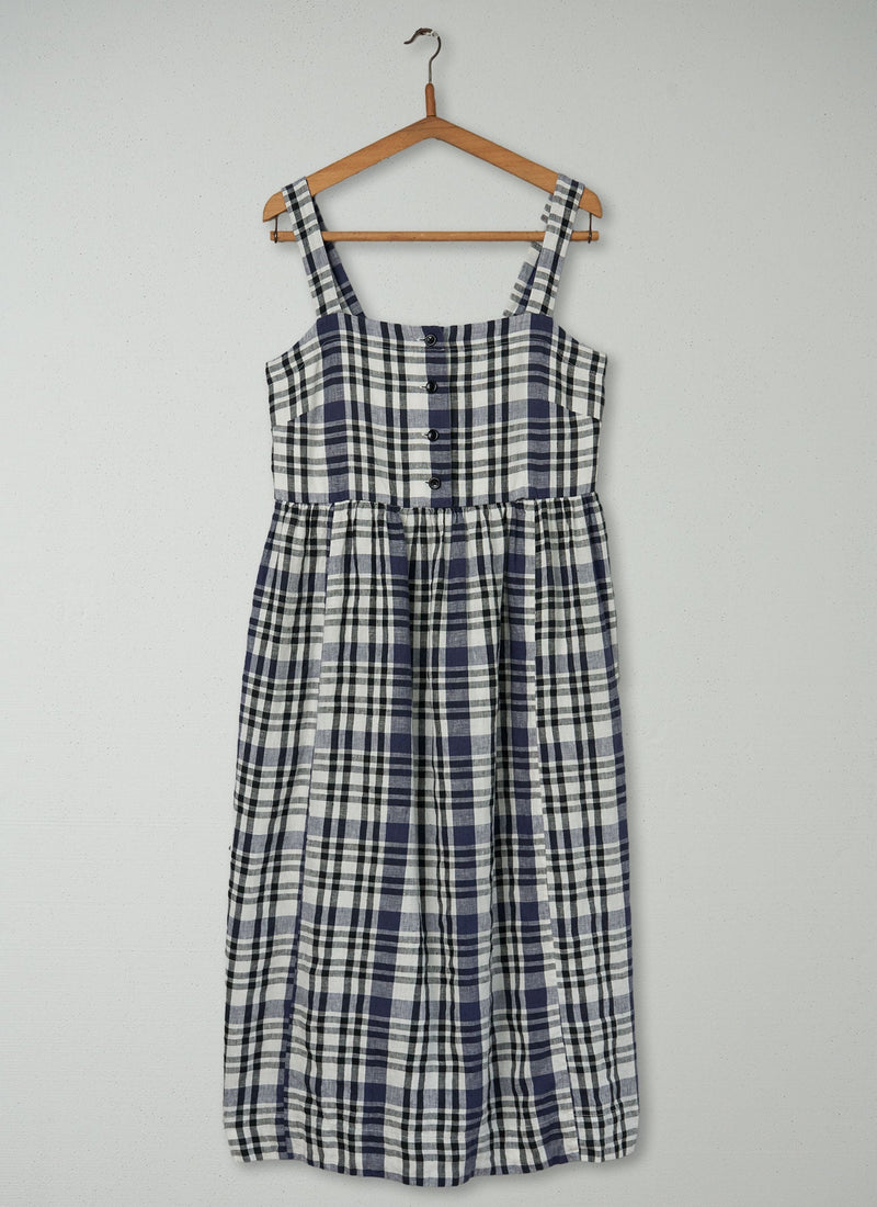 Reworn Linen Check Dress Size 10 (493) | Multi