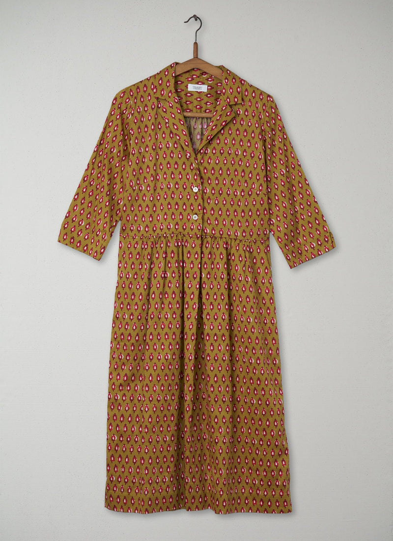 Reworn Paisley Print Dress Size 10 (080) | Ochre