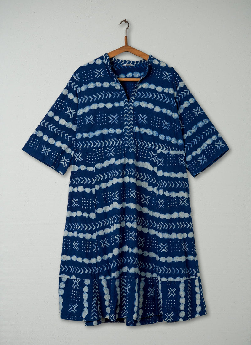 Reworn Kibbo Print Dress Size 16 (365) | Indigo