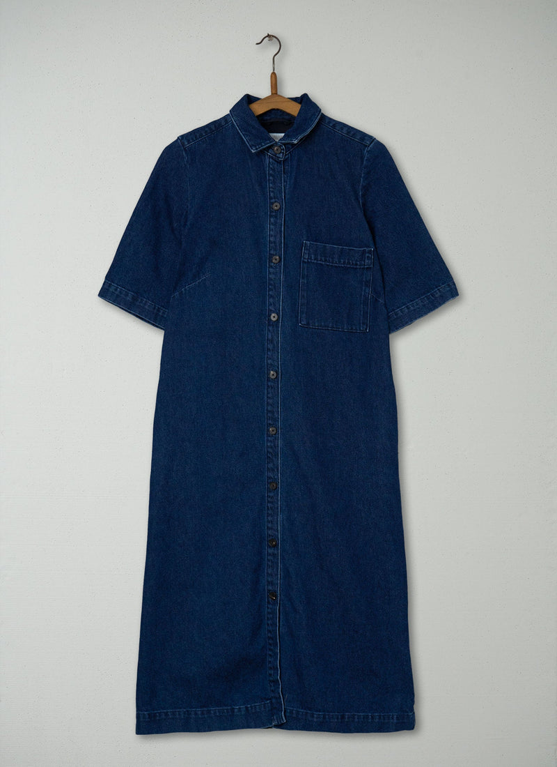 Reworn Denim Shirt Dress Size 8 (1226) | Indigo