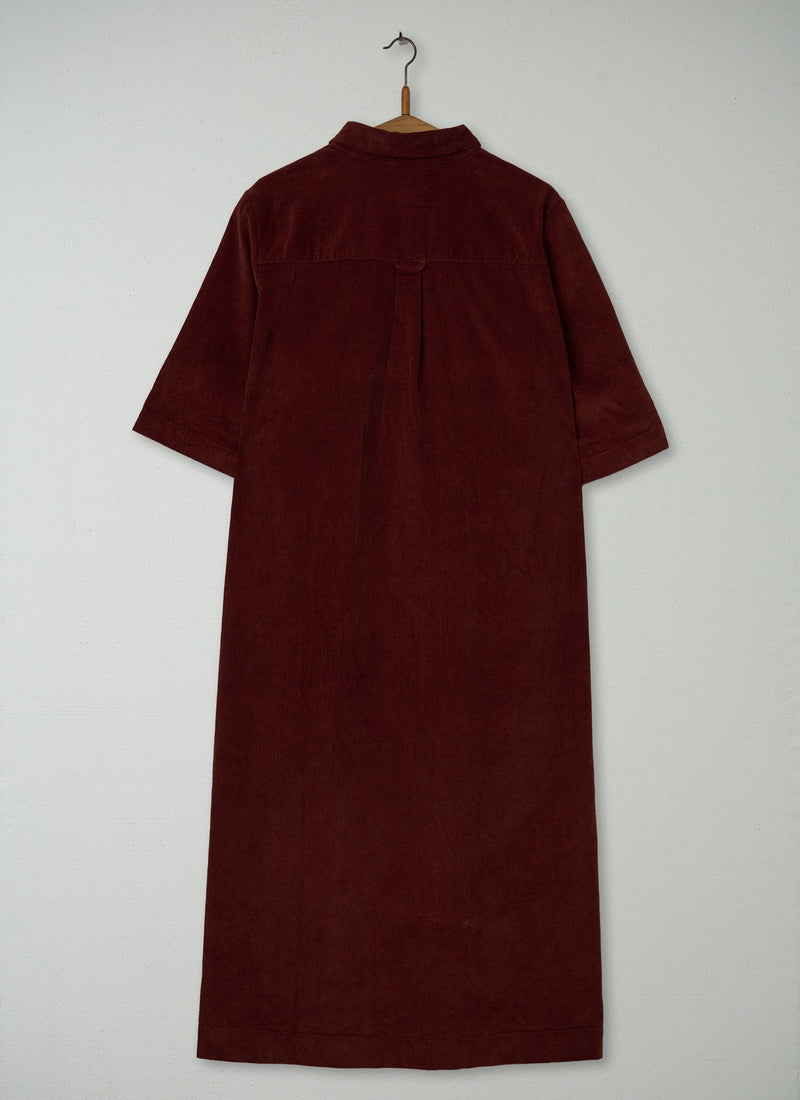 Reworn Cord Shirt Dress Size 12 (1229) | Burnt Caramel