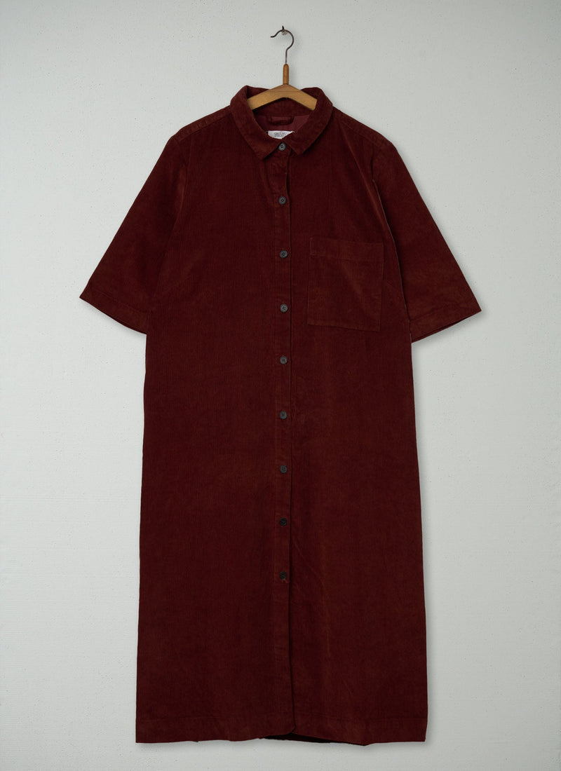 Reworn Cord Shirt Dress Size 12 (1229) | Burnt Caramel