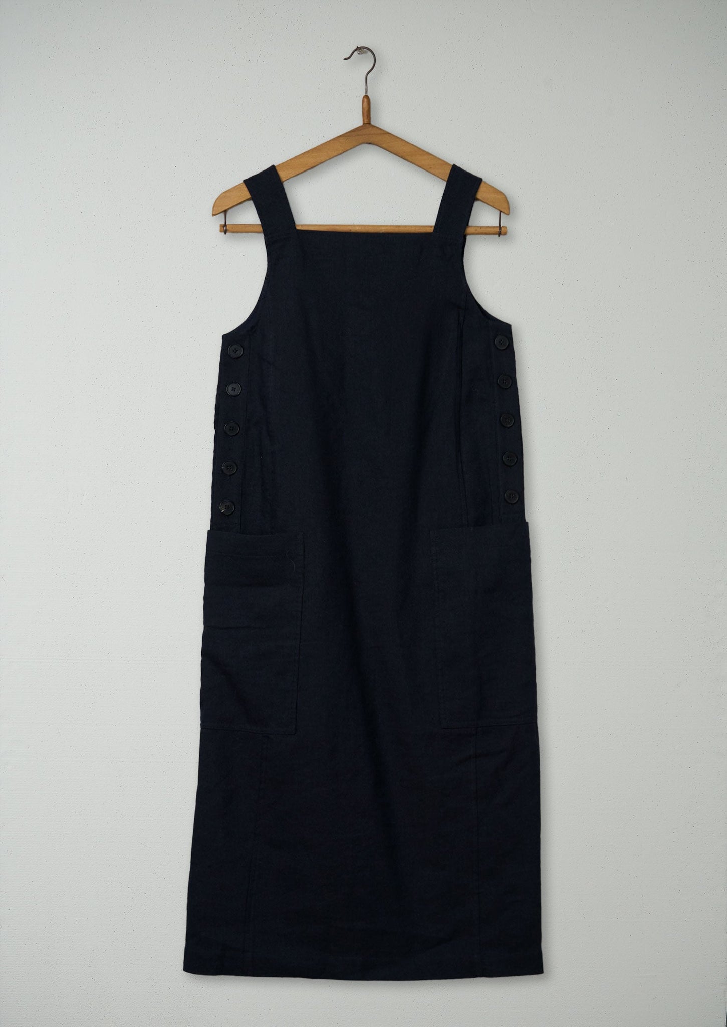 Reworn Wool Linen Pinafore Dress Size 6 (832) | Carbon