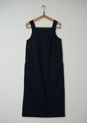 Reworn Wool Linen Pinafore Dress Size 6 (832) | Carbon
