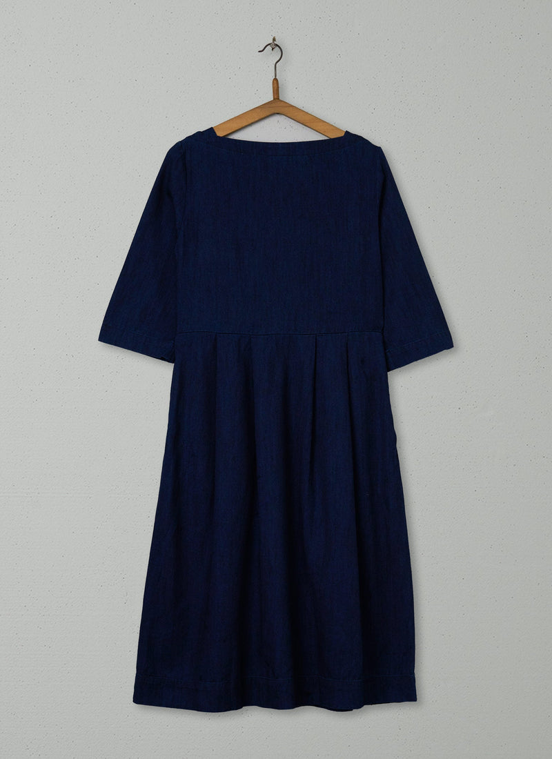 Reworn Indigo Twill Cotton Dress Size 10 (1782) | Indigo