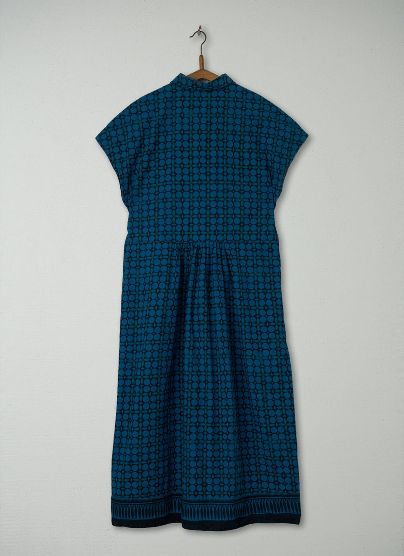 Reworn Block Print Dress Size 12 (1266) | Teal/Black