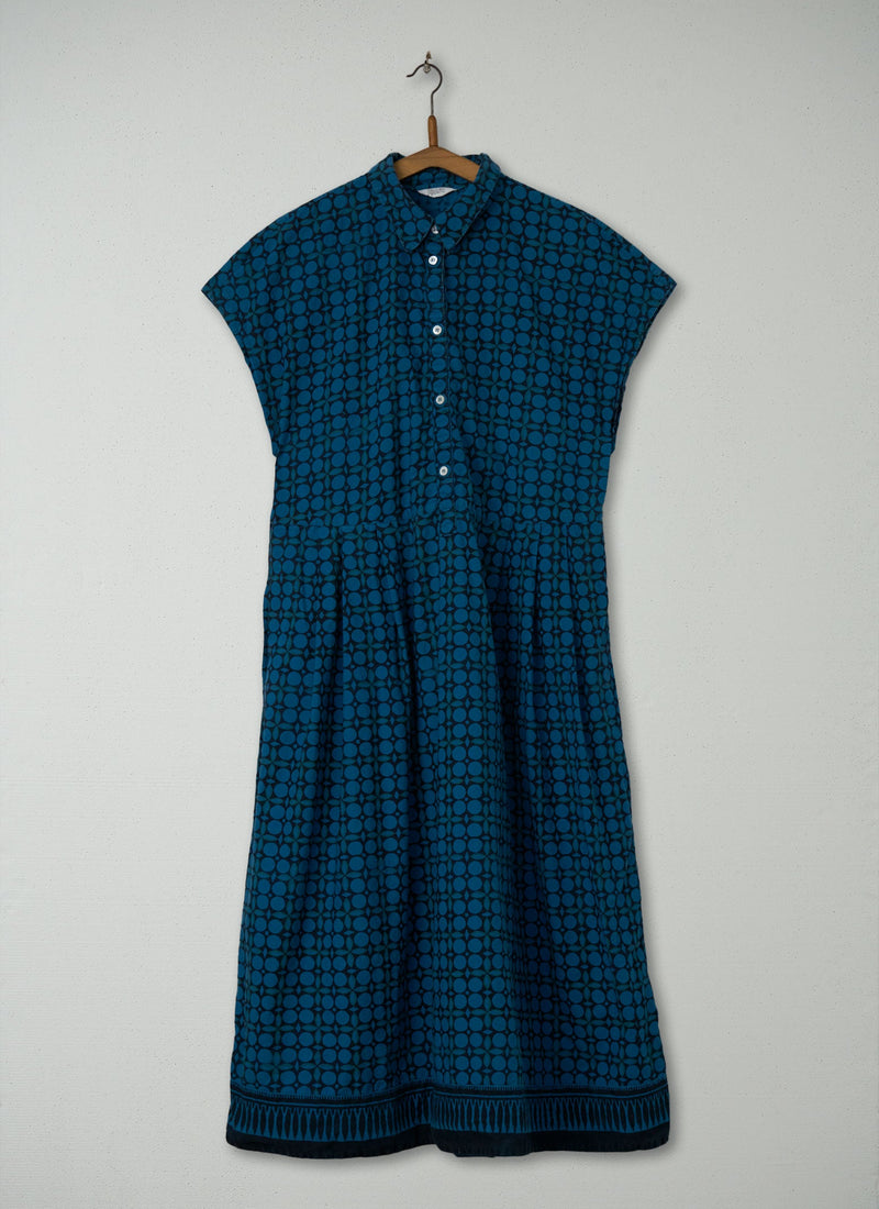 Reworn Block Print Dress Size 12 (1266) | Teal/Black