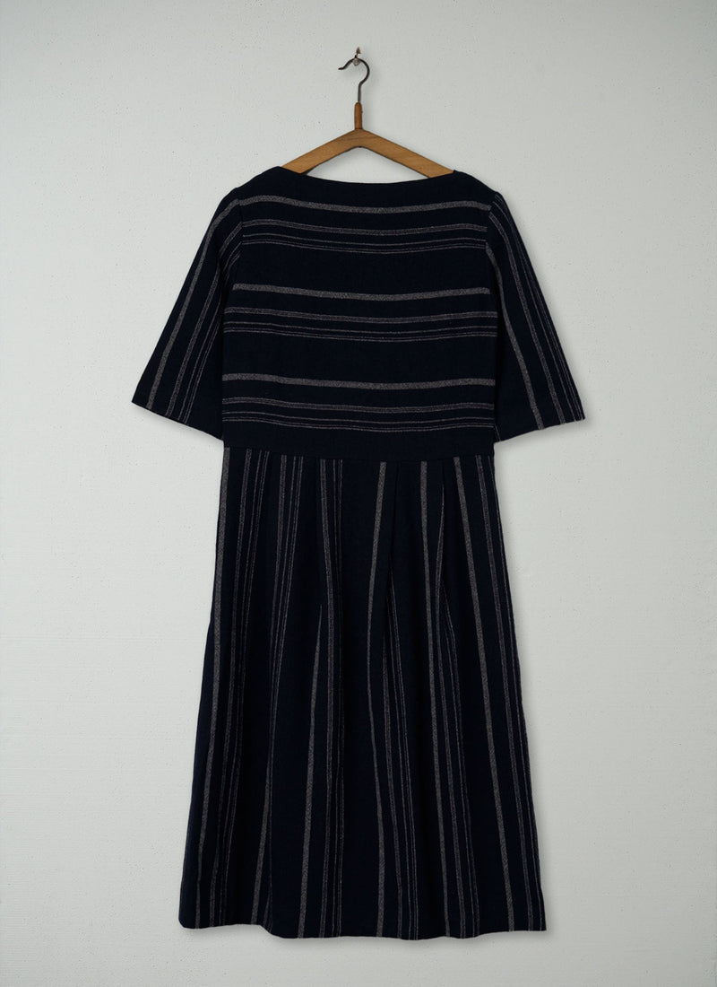 Reworn Wool Gauze Stripe Dress Size 10 (1791) | Multi