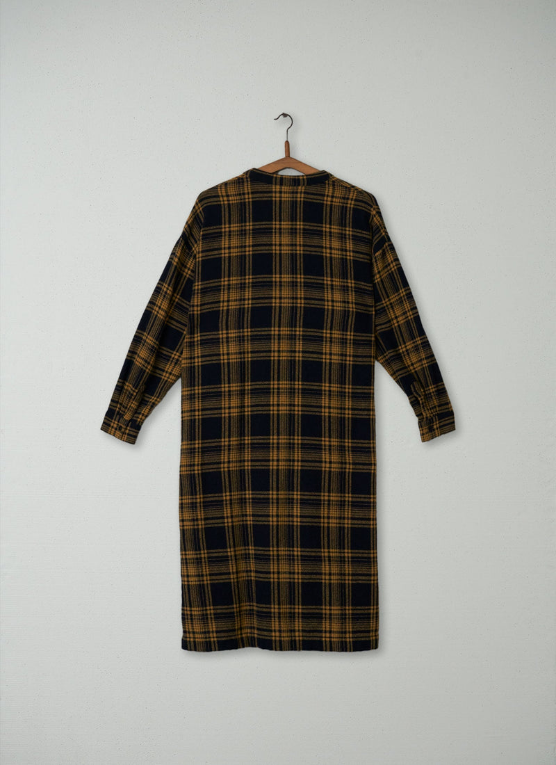 Reworn Wool Check Dress Size 12 (254) | Navy/Honey