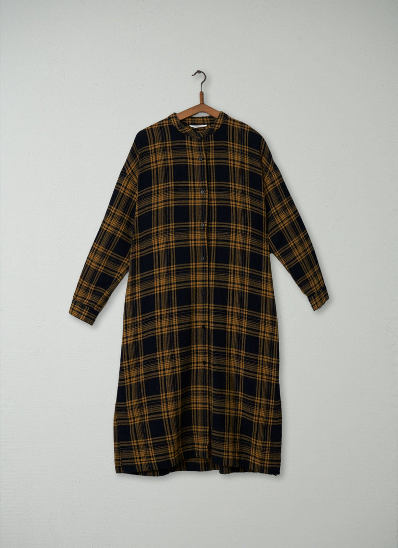 Reworn Wool Check Dress Size 12 (254) | Navy/Honey