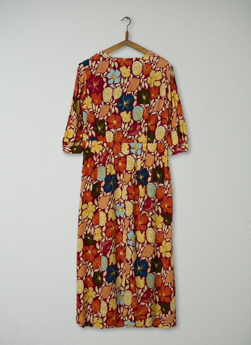 Reworn Annika Print Dress Size 8 (1281) | Deep Red