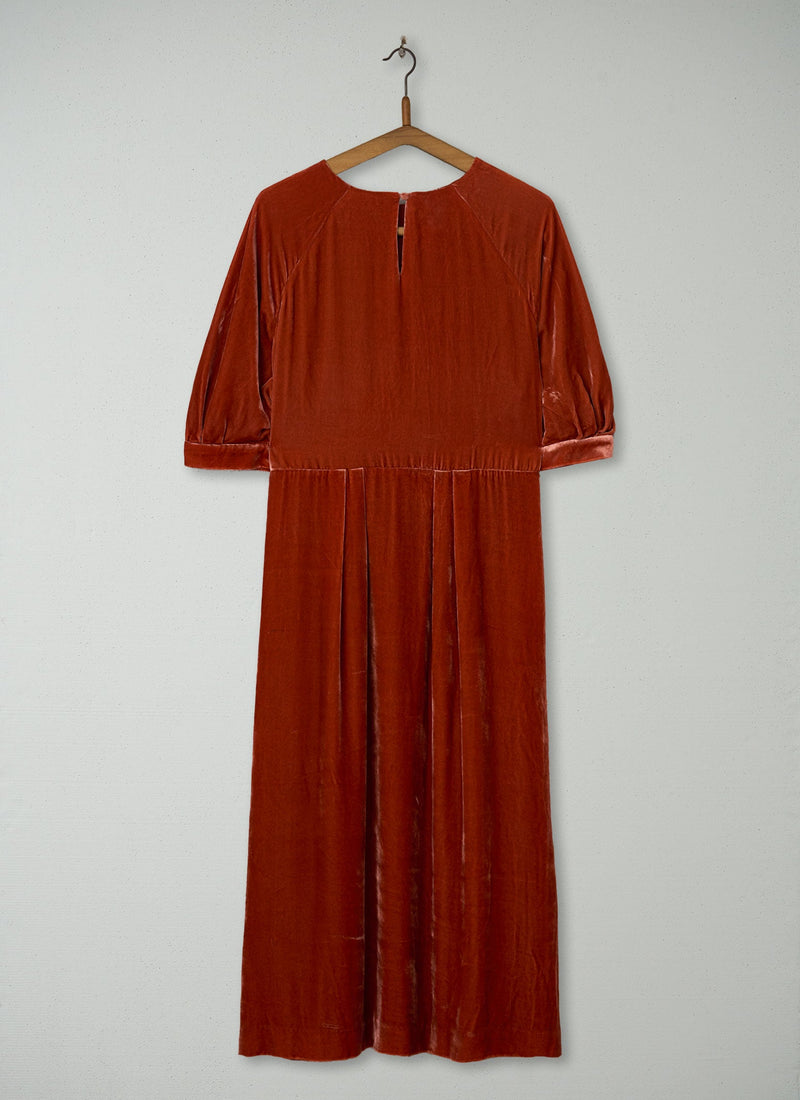 Reworn Silk Velvet Dress Size 8 (1333) | Orange