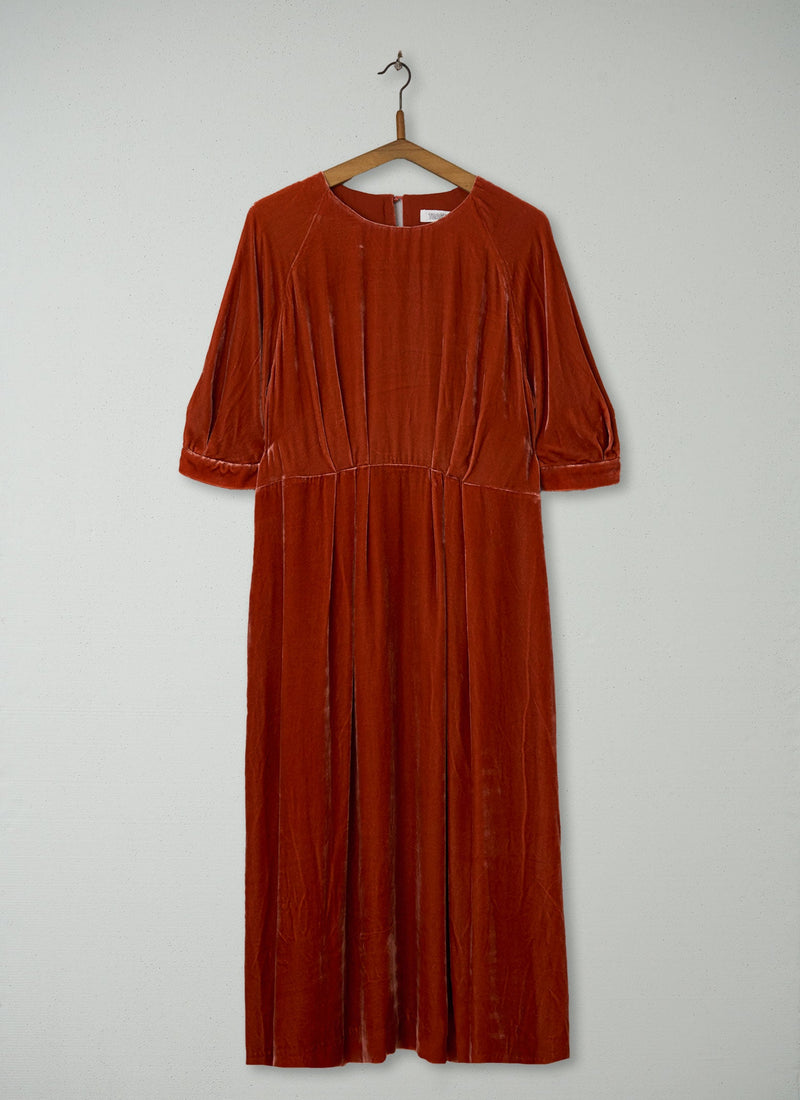 Reworn Silk Velvet Dress Size 8 (1333) | Orange