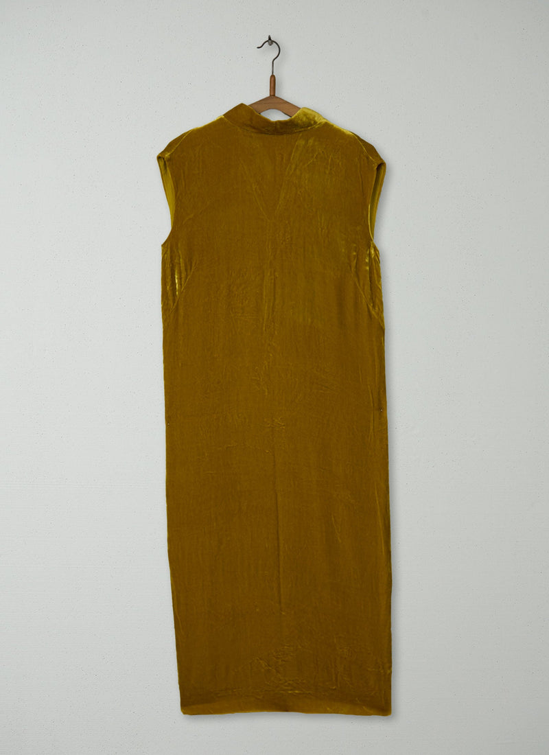 Reworn Silk Velvet Column Dress Size 12 (1454) | Gold
