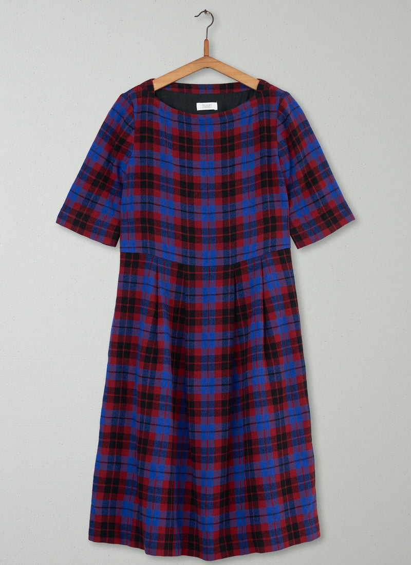 Reworn Check Wool Dress Size 8 (531) | Multi