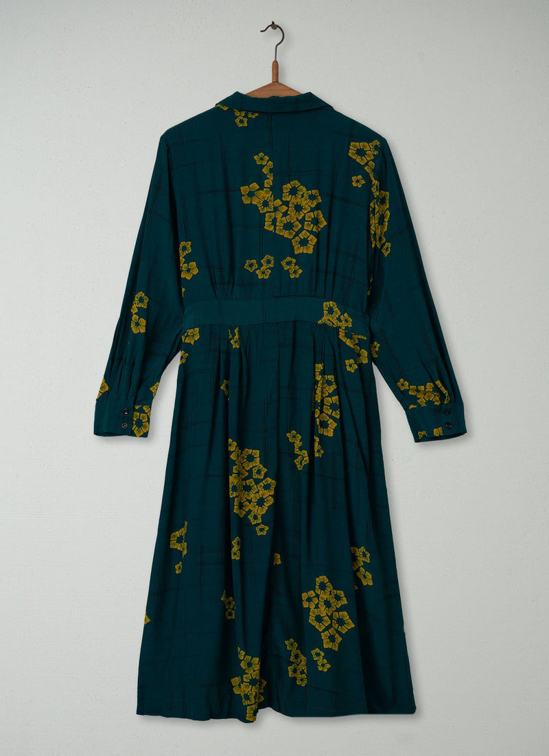 Reworn Floral Print Wrap Dress Size 14 (373) | Pine Green