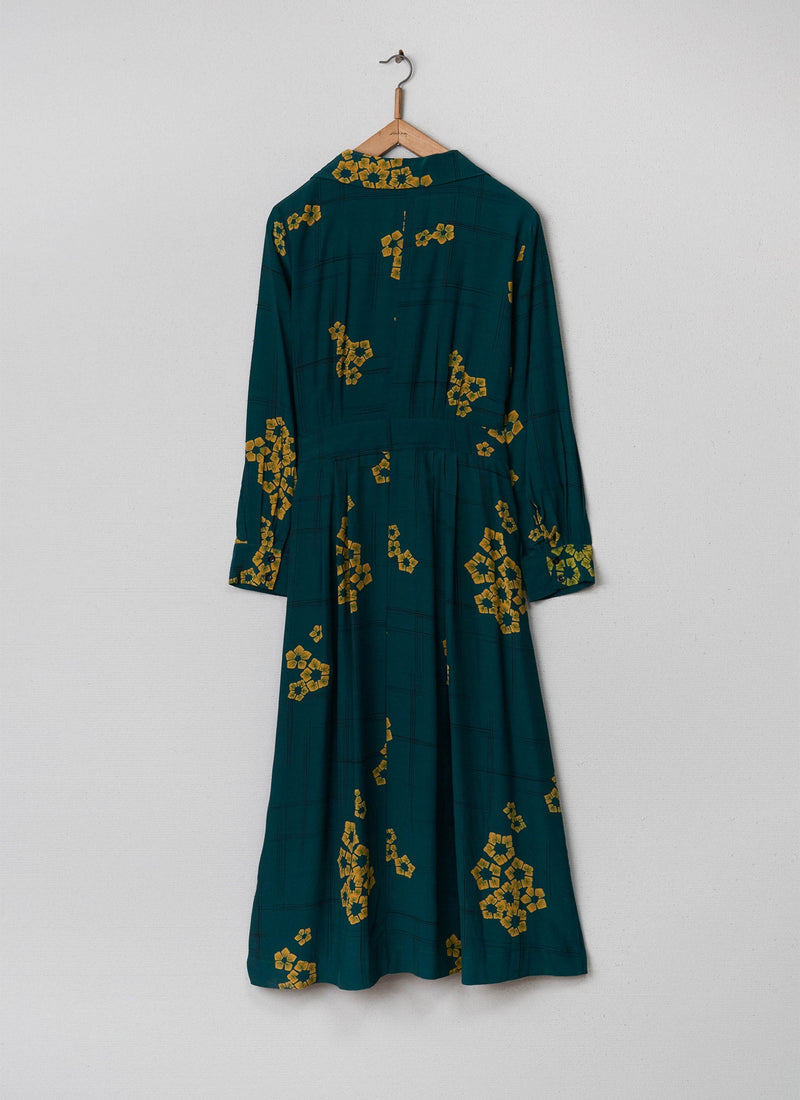 Reworn Floral Print Wrap Dress Size 12 (008) | Pine Green