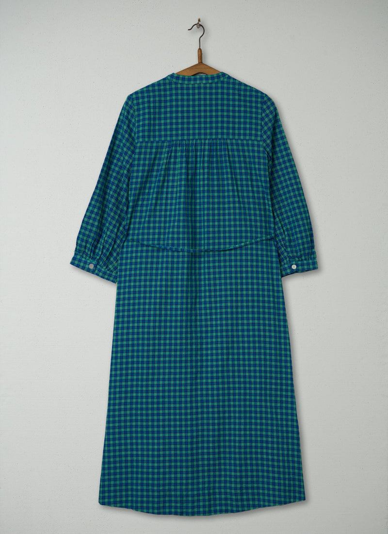 Reworn Check Cotton Dress Size 14 (1416) | Blue Green