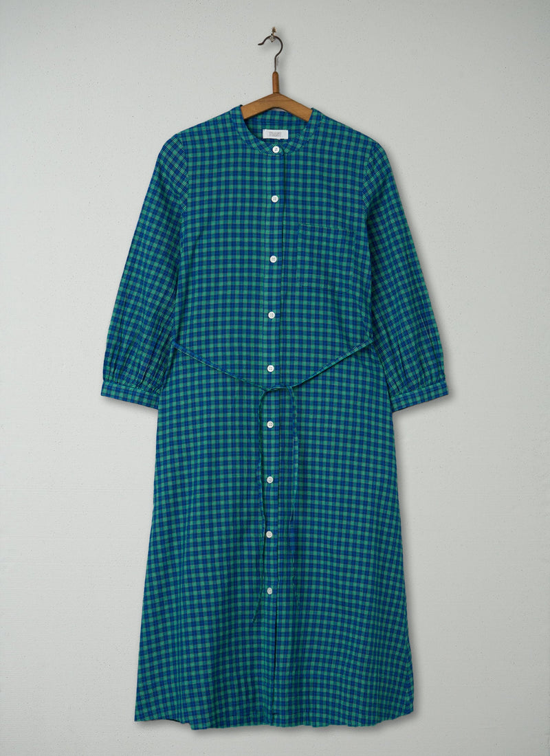 Reworn Check Cotton Dress Size 14 (1416) | Blue Green